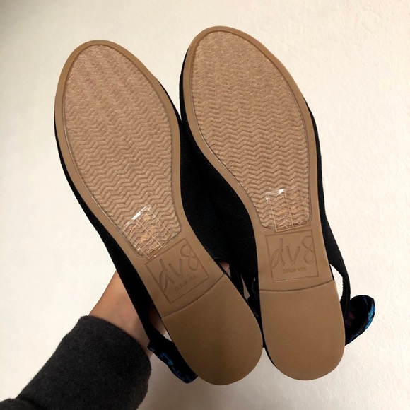 NEW Dolce Vita dv8 Black Flats Blue Bow Size 6 - Picture 3 of 7